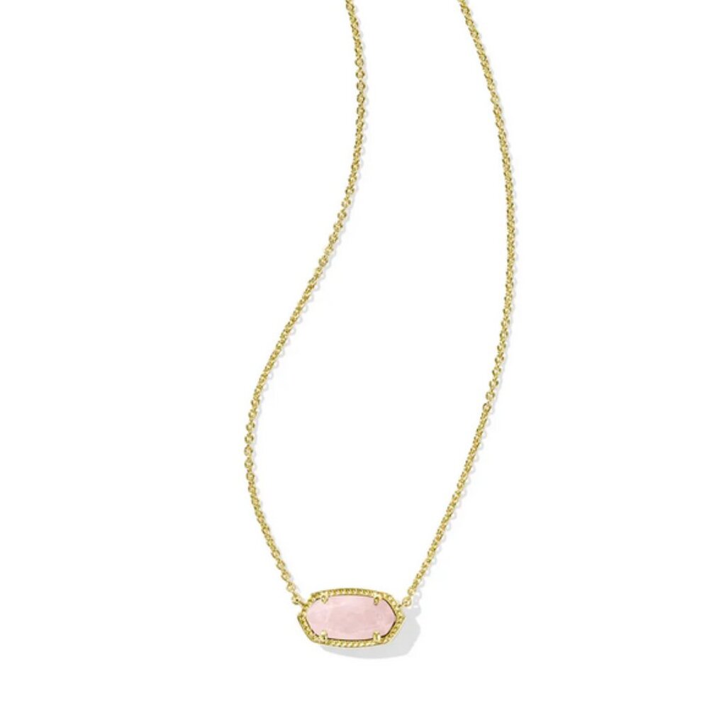 Elisa Gold Pendant Necklace in Rose Quartz - Picture 5 of 6